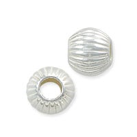 Round Bead Corrugated 6mm Sterling Silver (1-Pc)