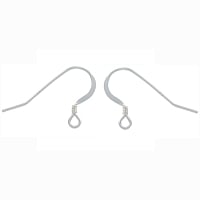 Flat Fish Hook Earring Wires with Spring Sterling Silver (2-Pcs)