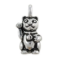 TierraCast Beckoning Cat Charm 16.5x9mm Pewter Antique Silver Plated (1-Pc)