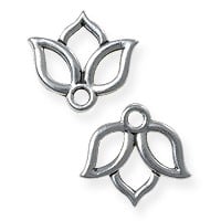 TierraCast Open Lotus Charm 13mm Pewter Antique Silver Plated (1-Pc)