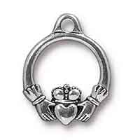 TierraCast Claddagh Charm 15x19mm Pewter Antique Silver Plated (1-Pc)