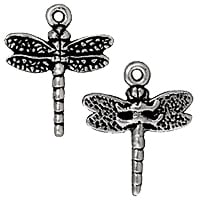 TierraCast Dragonfly Charm 16x21mm Pewter Antique Silver Plated (1-Pc)