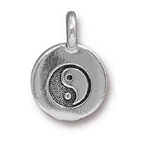 TierraCast Yin Yang Charm 12x17mm Pewter Antique Silver Plated (1-Pc)