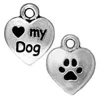 TierraCast Love My Dog Charm 10x12mm Pewter Antique Silver Plated (1-Pc)