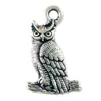 TierraCast Owl Charm 22x14mm Pewter Antique Silver Plated (1-Pc)