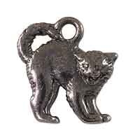 TierraCast Scary Cat Charm 16x18mm Pewter Black Plated (1-Pc)