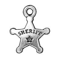 TierraCast Sheriff's Badge Charm 15x18mm Pewter Antique Silver Plated (1-Pc)