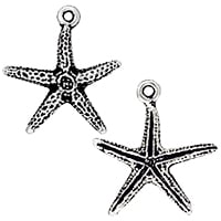 TierraCast Sea Star Charm 19x20mm Pewter Antique Silver Plated (1-Pc)