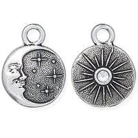 TierraCast Starry Night Charm 19mm Antique Silver Plated (1-Pc)