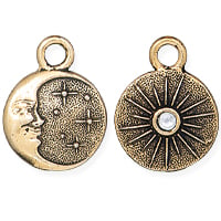 TierraCast Starry Night Charm 19mm Antique Gold Plated (1-Pc)