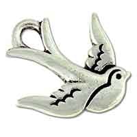 TierraCast Swallow Charm 17x18mm Pewter Antique Silver Plated (1-Pc)