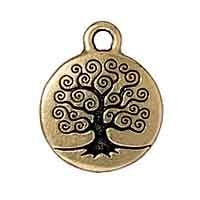 TierraCast Tree of Life Charm 16x19mm Pewter Antique Gold Plated (1-Pc)