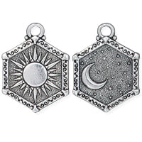 TierraCast Sun & Moon Pendant 29mm Antique Silver Plated (1-Pc)