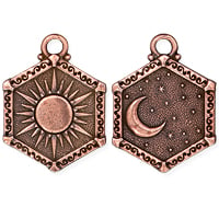 TierraCast Sun & Moon Pendant 29mm Antique Copper Plated (1-Pc)