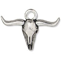 TierraCast Longhorn Charm 23x17mm Pewter Antique Silver Plated (1-Pc)