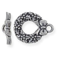TierraCast Toggle Clasp - Wreath 17mm Pewter Antique Silver Plated (Set)
