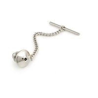 Tie Tack Clutch With Chain 10mm Silver Color (1-Pc)